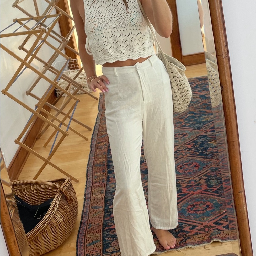 White linen pants